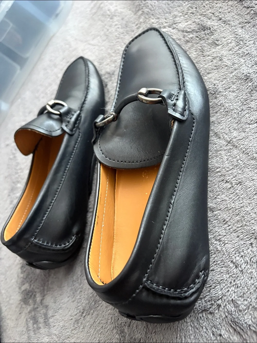 Cole Hahn Black Leather Loafers with Silver Bit